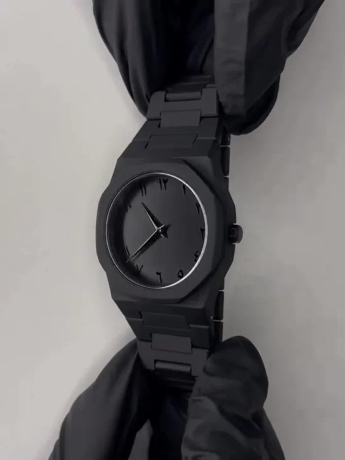 Arabic Aura Watch – Men’s Black Quartz Timepiece with Arabic Numerals