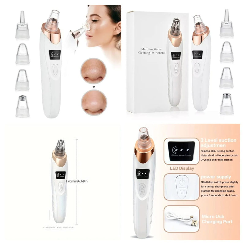 3-in-1 Electric Blackhead Remover with LED Display & Suction Levels